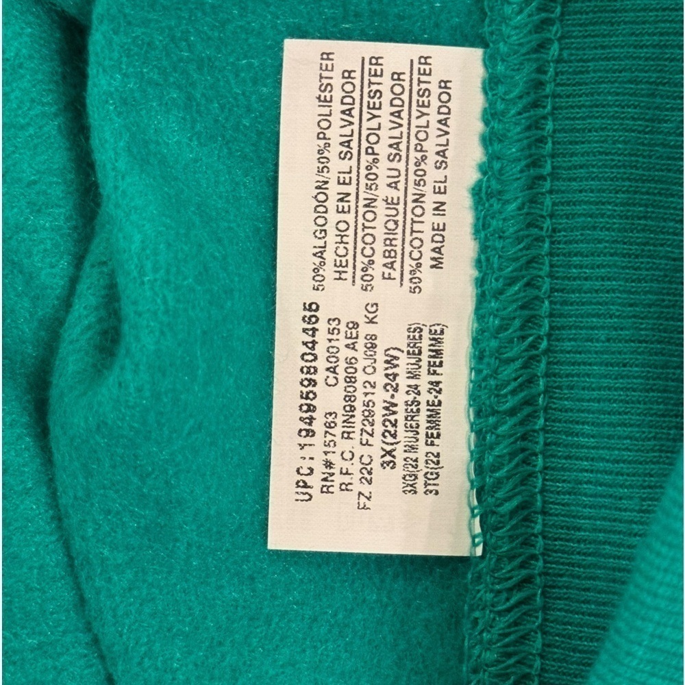 New Hanes EcoSmart Kelly Green Crewneck Sweatshirt 1X Cotton Blend Pullover - Picture 3 of 9